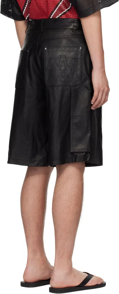 Amiri Mens Black Leather Carpenter Shorts In Black
