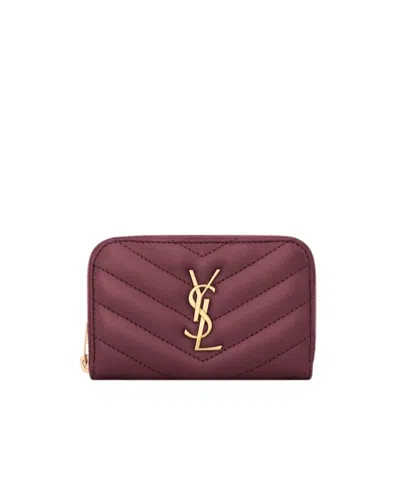 Saint Laurent Cassandre Change Purse In Lambskin In Brown