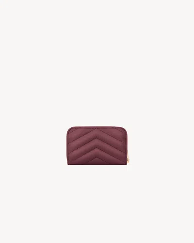Saint Laurent Cassandre Change Purse In Lambskin In Brown