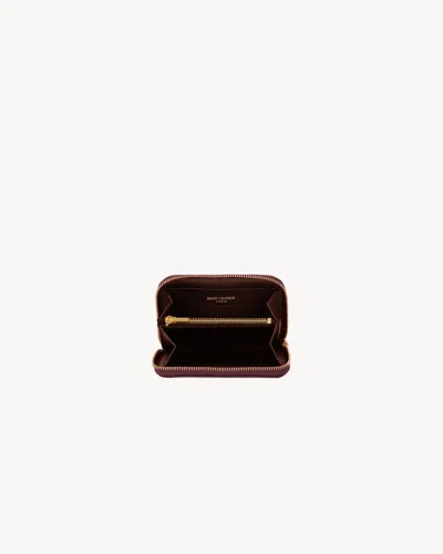 Saint Laurent Cassandre Change Purse In Lambskin In Brown