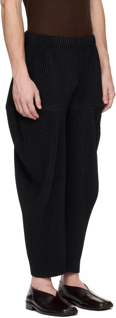 Issey Miyake Black Kinetic Sculpture Trousers In Blue