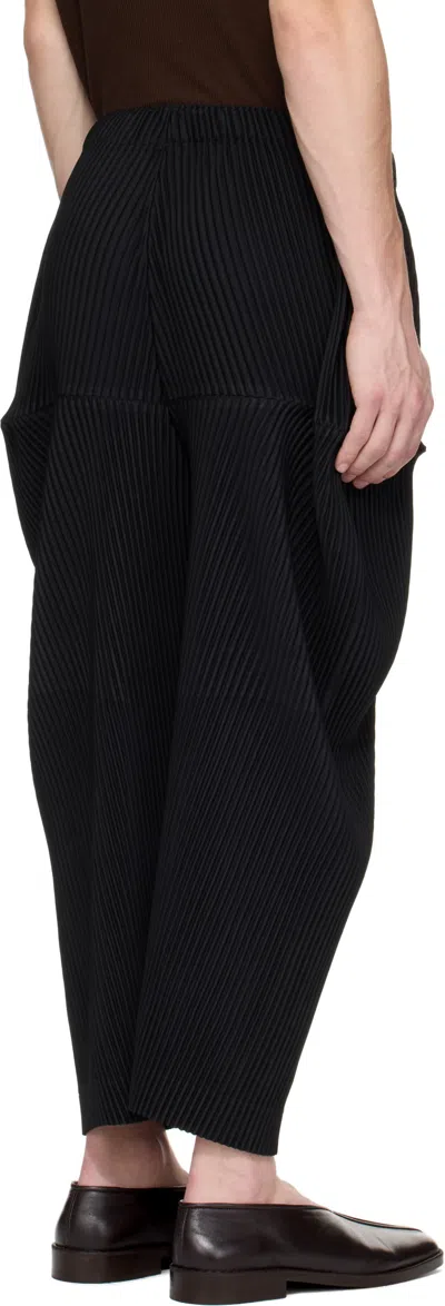 Issey Miyake Black Kinetic Sculpture Trousers In Blue