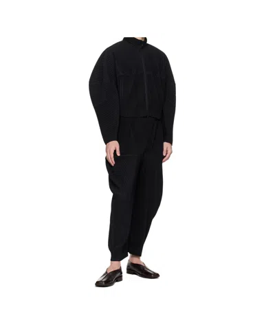 Issey Miyake Black Kinetic Sculpture Trousers In Blue