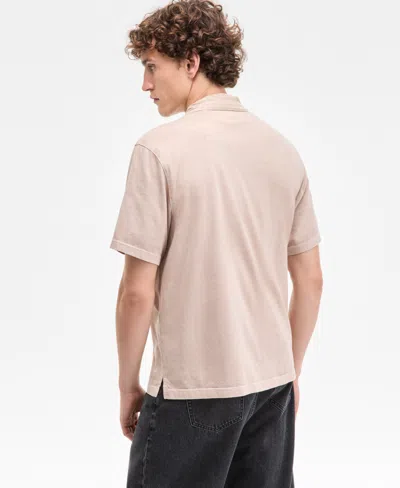 Sun + Stone Men's Short Sleeve Washed Button-front Camp Shirt, Exclusively At Macy's In Neutral