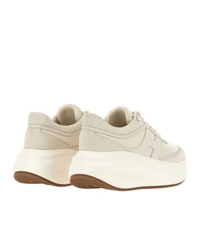 Hogan 'rebel' Calf Leather Sneakers In Ivory In White