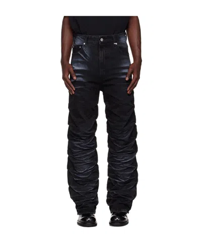 We11 Done Denim Trousers With Belt Loops In Black