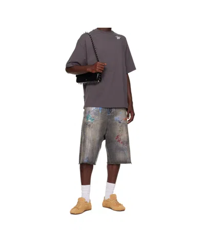 We11 Done Denim Shorts With Belt Loops In Blue