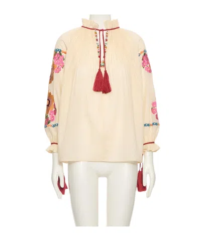 Valentino Embroidered Organdis Short Dress In Neutral