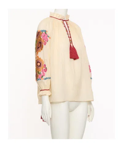 Valentino Embroidered Organdis Short Dress In Neutral