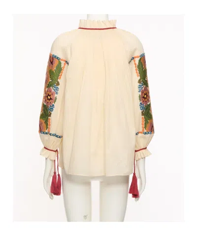 Valentino Embroidered Organdis Short Dress In Neutral