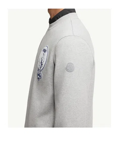 Moncler Embroidered-logo Sweatshirt In Gray