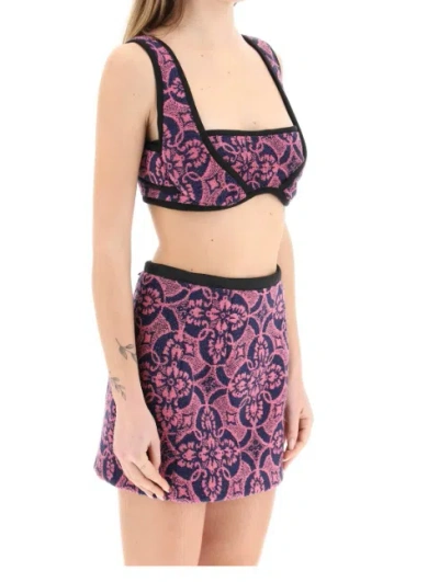 Marine Serre 'oriental Towels' Bralette Top In Pink