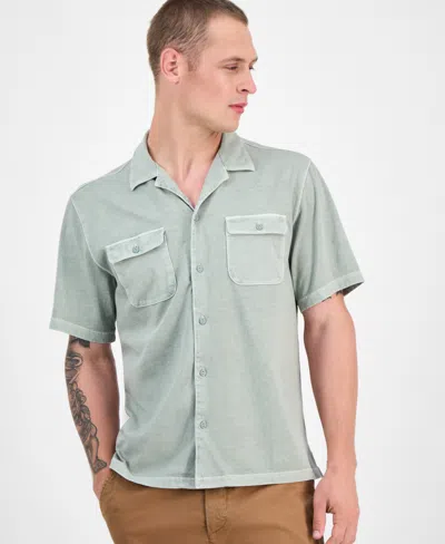 Sun + Stone Men's Short Sleeve Washed Button-front Camp Shirt, Exclusively At Macy's In Green