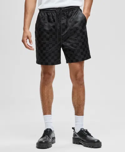 Mode Of One Mens Check Jacquard Relaxed Fit Track Jacket Check Jacquard Regular Fit 6 1 2 Track Shorts Macys Exc In Black