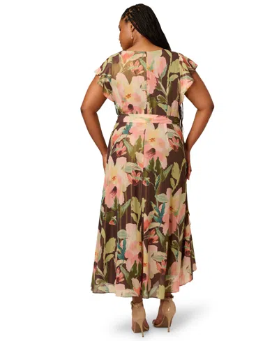 Adrianna Papell Plus Size Chiffon Printed High-low Midi Dress