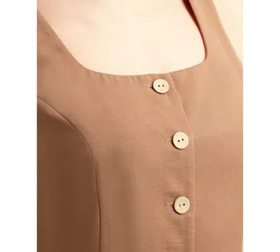 Bcx Juniors' Solid Heavy Crepe Button-front Vest In Brown