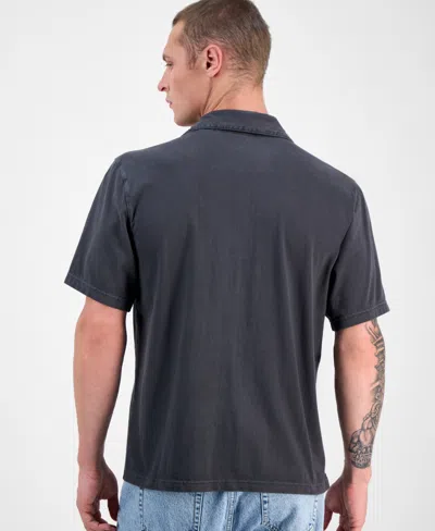 Sun + Stone Men's Short Sleeve Washed Button-front Camp Shirt, Exclusively At Macy's In Black