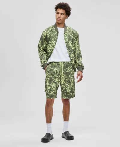 Mode Of One Men's Abstracted Floral Regular-fit Printed 9" Cargo Shorts, Macy's Exclusive In Green