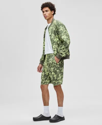 Mode Of One Men's Abstracted Floral Regular-fit Printed 9" Cargo Shorts, Macy's Exclusive In Green
