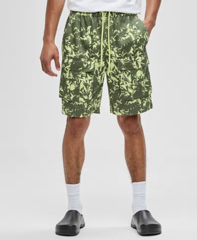 Mode Of One Men's Abstracted Floral Regular-fit Printed 9" Cargo Shorts, Macy's Exclusive In Green