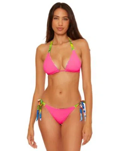 Becca Womens Positano Reversible Triangle Bikini Top Positano Reversible Side Tie Bikini Bottoms In Blue