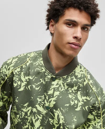 Mode Of One Men's Abstracted Floral Regular-fit Printed Bomber Jacket, Macy's Exclusive In Green
