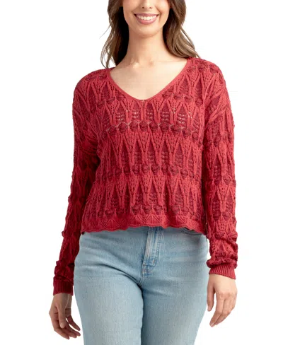 Bcx Juniors' Pullover V-neck Pointelle Sweater In Pink