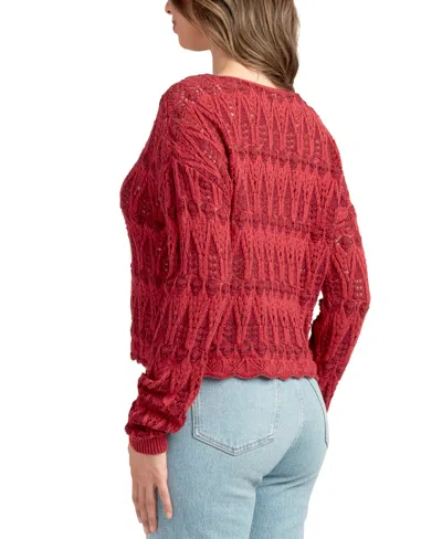 Bcx Juniors' Pullover V-neck Pointelle Sweater In Pink