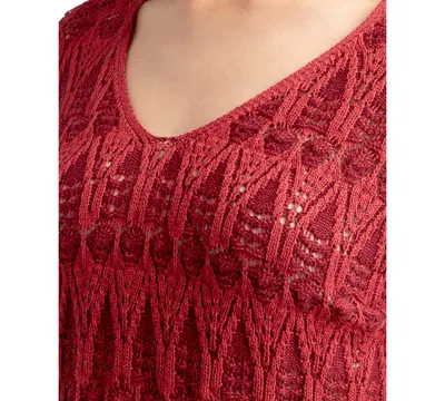 Bcx Juniors' Pullover V-neck Pointelle Sweater In Pink