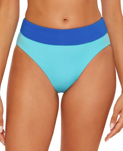 Becca Women's Color Code High Waist Reversible Bikini Bottoms In Blue