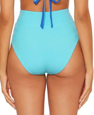 Becca Women's Color Code High Waist Reversible Bikini Bottoms In Blue