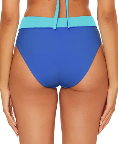 Becca Women's Color Code High Waist Reversible Bikini Bottoms In Blue