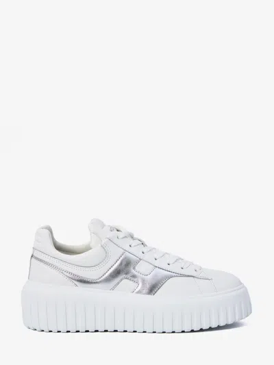 Hogan White Sneakers With Smooth Upper And Metallic Accent