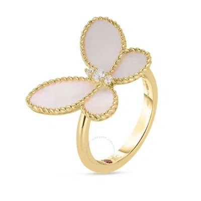 Roberto Coin 18k Yellow Gold Jasmine Diamond & Mother Of Pearl Butterfly Ring