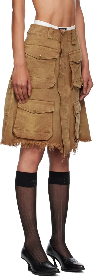 Willy Chavarria Tan Stockton Cargo Midi Skirt In Brown