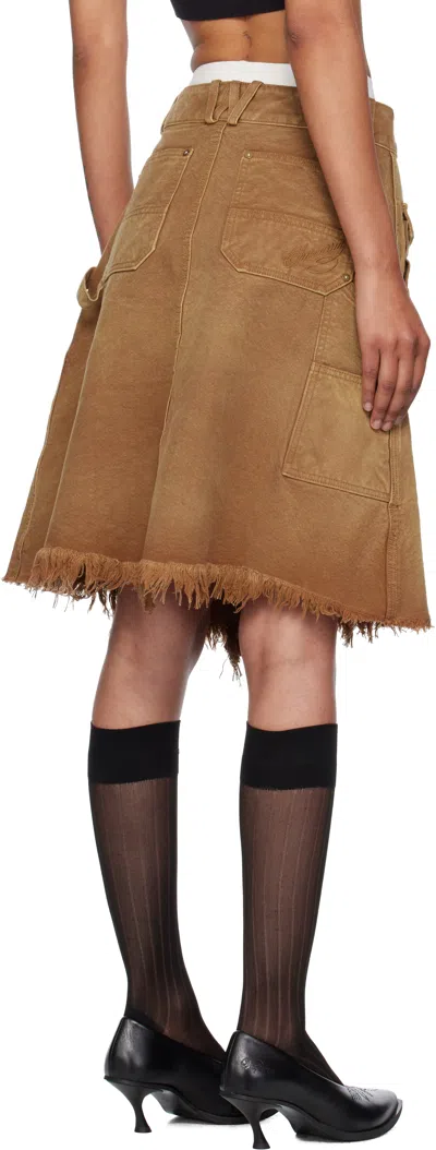 Willy Chavarria Tan Stockton Cargo Midi Skirt In Brown