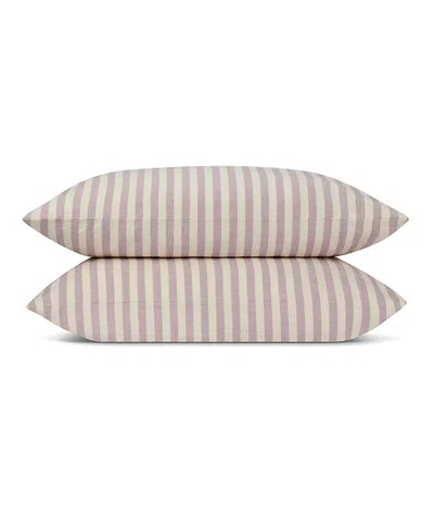 Piglet In Bed Pembroke Stripe Linen Blend Pillowcase Pair, Queen