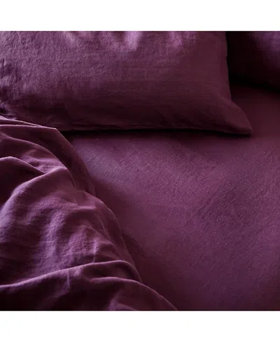 Piglet In Bed Linen Blend Fitted Sheet In Purple