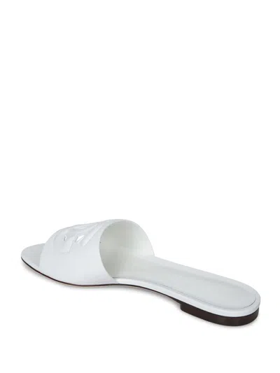 Dolce & Gabbana Dolce&gabbana Women Leather Slide With Dg Logo In White