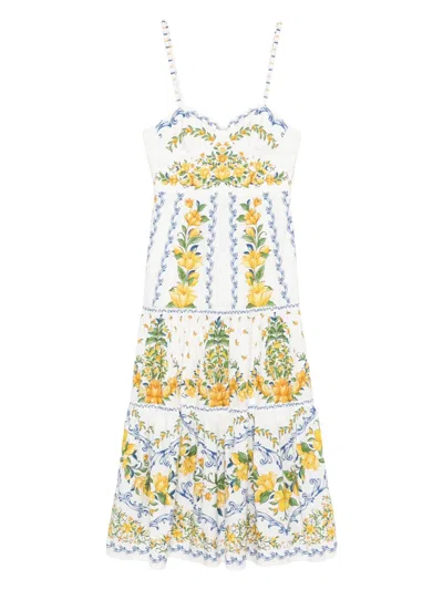 Farm Rio Sicily Midi Dress In White