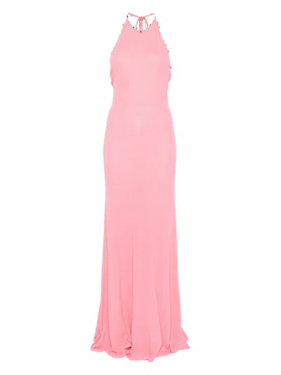 Christopher Esber Beach Quartz Embellished Maxi Dress In Pink