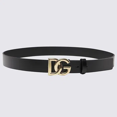 Dolce & Gabbana Black Leather Dg Logo Belt