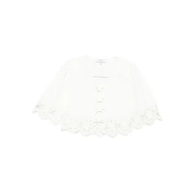 Sea Lace-trimmed Buttoned Blouse In White