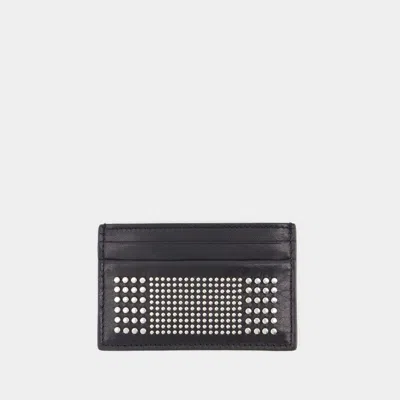 Alexander Mcqueen Black Card-holder With Silver-finished Studs In Leather Man