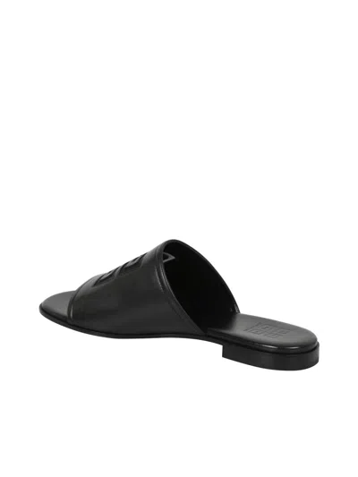 Givenchy 4g Leather Flat Slides In Black