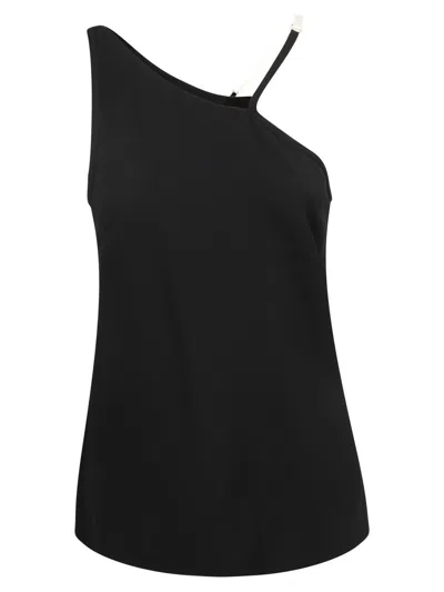Givenchy Contrast Asymmetric Strap Top In Black
