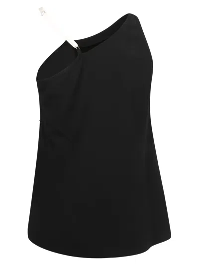 Givenchy Contrast Asymmetric Strap Top In Black