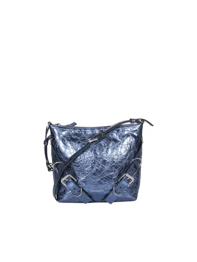 Givenchy Metallic Leather Shoulder Bag In Blue