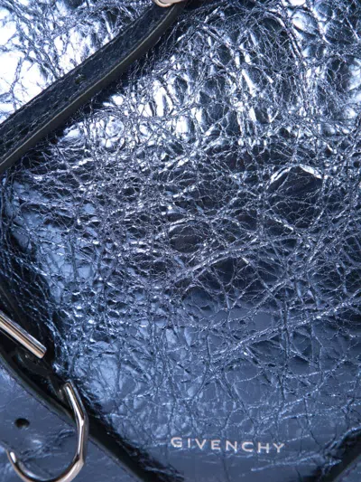 Givenchy Metallic Leather Shoulder Bag In Blue