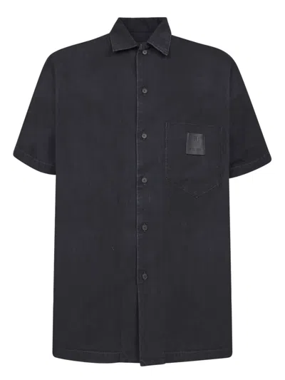 Givenchy Black Short-sleeved Cotton Shirts In Black